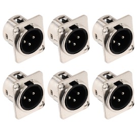 Greluma 6pcs XLR Connectors 3 Pin Panel Mount Male XLR Male for Microphone Speaker Nickel Plated Copper Contacts Metal Housing