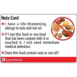 Nut Allergy Translation Card (2 Pack) - Translated in Swedish or Any of 54 Languages