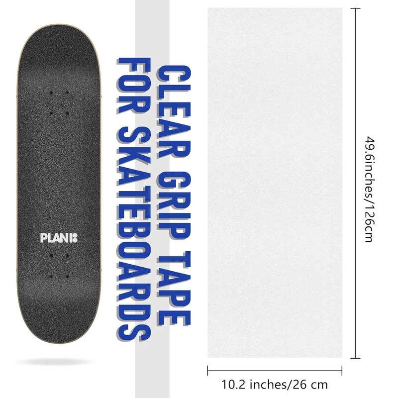 YIYIW 49.6"*10.2"Clear Skateboard Grip Tape, Anti Slip Transparent Skateboard Sandpaper,