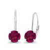 925 Sterling Silver 5mm Created Ruby July Birthstone Leverback Earrings