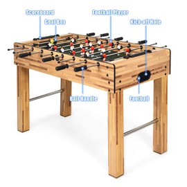 Giantex 48" Foosball Table, 8 Rods, 2 Balls and Score Keepers, Wooden Competition Soccer Game Table for Home, Game Room, Easy Assembly, Multiplayer Table Soccer Game for Kids and Adults (Natural)