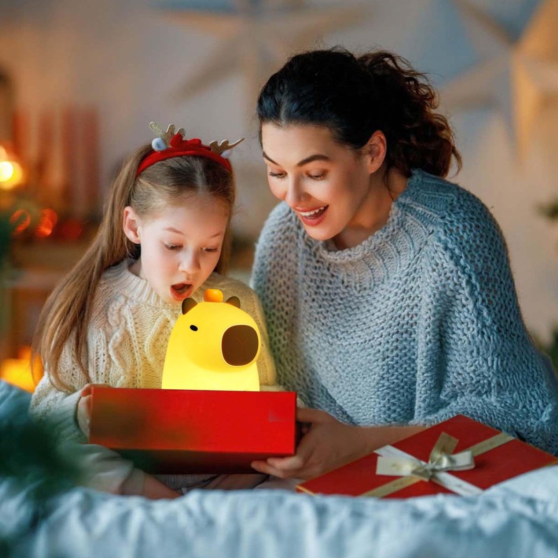BemeedLigt Capybara Night Light,Cute Silicone Squishy LED Animal Lamp,Dimmable Nursery