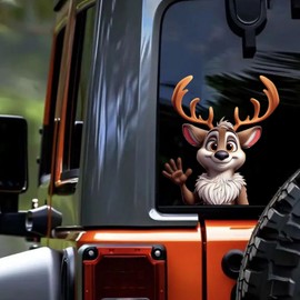 Nouiroy Christmas Car Decals Reindeer Sticker,Christmas Reindeer Decal,Self-Adhesive Christmas Window Cling Decoration Sticker for Car Windows, Metal, and Ceramic Surfaces (Waving Hands)