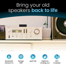 B1 Bluetooth 5.1 Hi-Fi Audio Receiver with aptX Low Latency, TI DAC, Long-Range, Analog RCA, Digital Optical (Toslink) & Coaxial Outputs