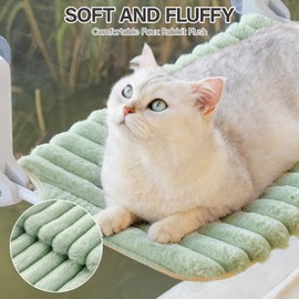 MEWOOFUN Folding Cat Window Perch for Indoor Cats, Machine Washable Window Hammock for Large Cats, Suction Cup Window Cat Bed with Sturdy Metal Frame, Cordless Window Seat for Inside Kitten(Green,1PC)