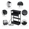 YEAKOO Narrow Side Table with Charging Station, 3-Tier End Table