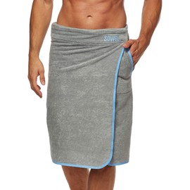 Sowel® Sauna Kilt for Men, Sauna Towel, Sauna Sheet made of 100% Organic Cotton, 60 x 140 cm, Grey/Blue