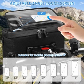 TOUYINGER Bike Frame Bag, 6L Handlebar Bag with Insulated Liner, Mountain Bike Accessories Large Capacity Bicycle Bags with Phone Holder and Touch Screen (6 L)