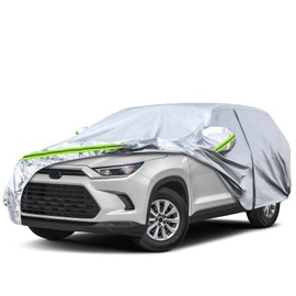 Waterproof Car Covers Replace for 2024 2025 Toyota Grand Highlander and Lexus TX350 500h, 6 Layers Silver All Weather Car Cover with Zipper Door & Windproof Bands for Snow Rain Dust Protection