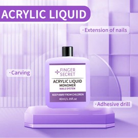 Acrylic Liquid Monomer, Nail Acrylic Liquid 40ml/1.35flOZ,Liquid Acrylic for Nails,Monomer Acrylic Nail Liquid,Acrylic Liquid for Acrylic Powder Nails Extension for Nail Art Manicure DIY (1P, 1SET)