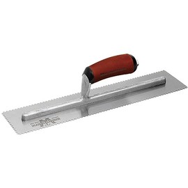 MARSHALLTOWN 16" x 4" Notched Trowels, Flat-V Notch Shape, Y-Notch Size 3mm, Z-Notch Size 3mm, X-Notch Size 3mm, Three-Sided, Made in the USA, DU655SD