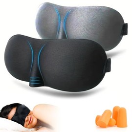 Sendowtek 2 Piezas Antifaces para Dormir, Antifaz para Dormir 3D, Máscara para Dormir con Correa Ajustable, Máscara de Ojos Ajustable Contorneada 3D con para Viajes, Oficina, Relajación y Meditación