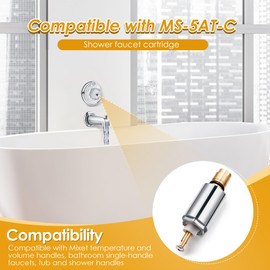 Dreyoo 1 Pack Shower Cartridge Compatible with MS-5AT-C, Compatible with Mixet Bathroom Single Handle Faucets, Shower Valve Cartridge, Single Faucet Repair Kit for Hot and Cold Water Applications