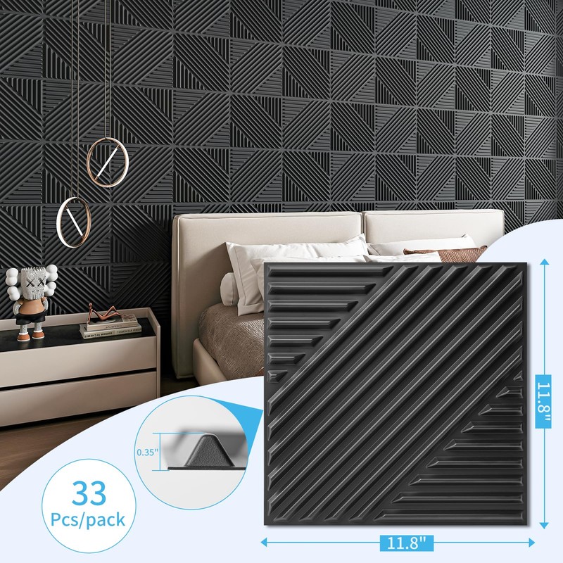 Art3d 33-Pack 3D Wall Panels for Interior Wall Decor, Textured