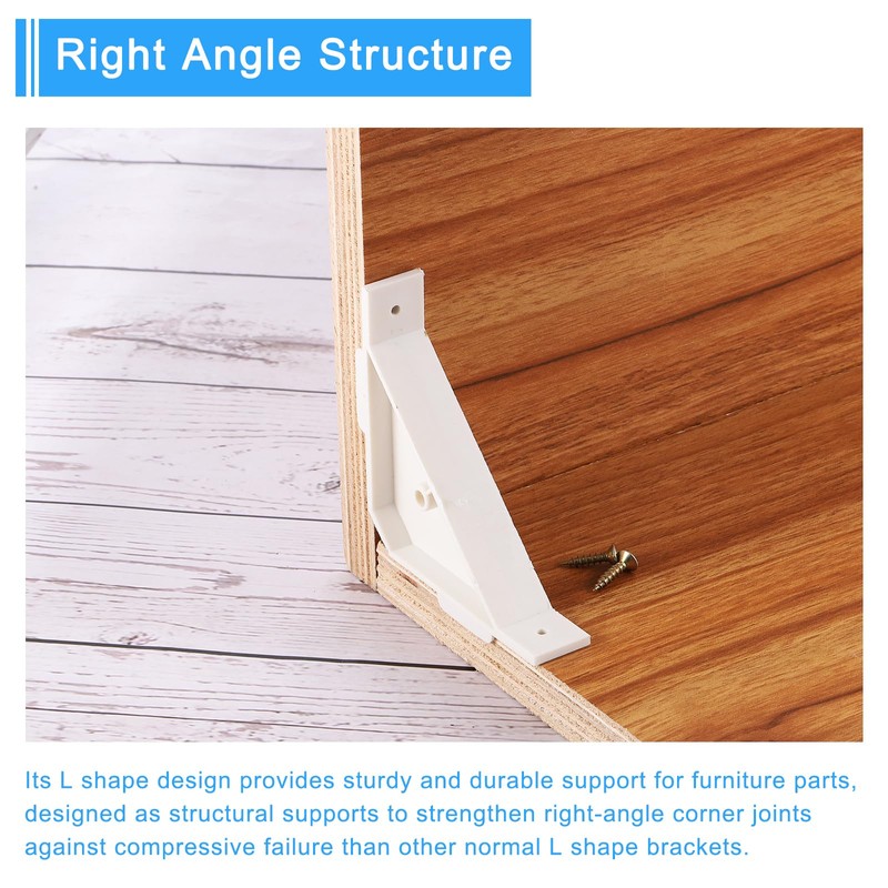 uxcell 8 PCS 90 Degree Plastic Triangle Bracket, Corner Support