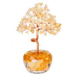 JSDDE Chakra Feng Shui Tree, Tree of Life Decoration, Healing Stones Gemstones Tree, Money Tree, Crystal Tree, Lucky Charm, Spiritual Feng Shui Decoration (Citrine)