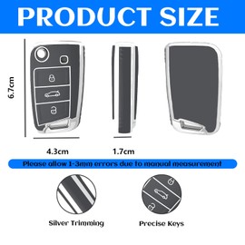 Norhogo Flip Key Shell Holder bag, Car Key Cover TPU, Car Key Case, Replacement folding car key housing for VW Volkswagen Golf 7 Mk7 Polo Jetta Tiguan Seat Leon Fabia Ibiza Skoda Fabia Octavia Superb