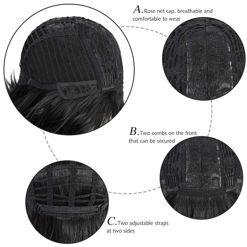 Yamel Wavy Bob Wig with Bangs Natural Ombre Green Wig