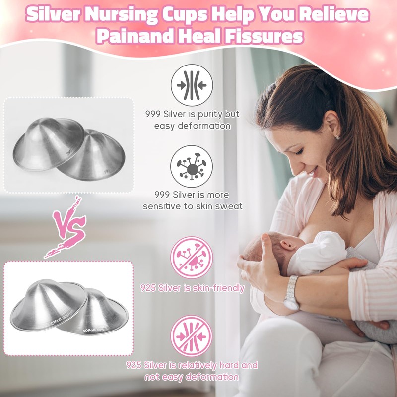 The Original Silver Nursing Cups, Nipple Covers for Breastfeeding Essentials,