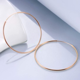 Sterling Silver Fine Hoop Earrings Circle Endless Loop- Jewellery for Women Girls Diameter Size: 20 30 40 50 60 mm (40mm Rose Gold)