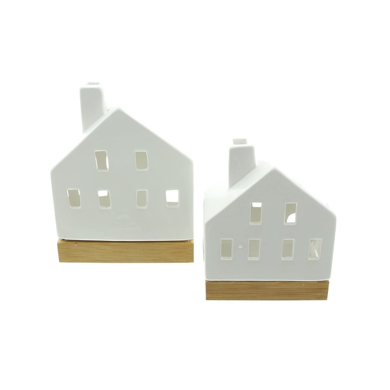 FRANK FLECHTWAREN LED House White, Set of 2, Dimensions: Height