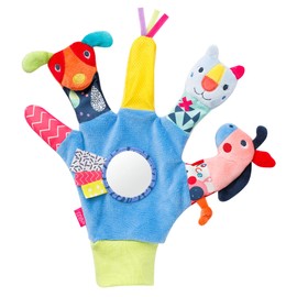 Fehn 055429 Colour Friends Play Glove – Finger Puppet Glove for Right Hand – For Babies and Toddlers from 0 Month – Size: 26 cm