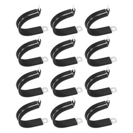 M METERXITY 12-Pack Cable Clamps, 1-7/16 Inch/ 36 mm 304 Stainless Steel Rubber Cushioned Insulated Cable Clamp R Shape Metal Holder for Tube/Wire/Pipe/Loop Installation