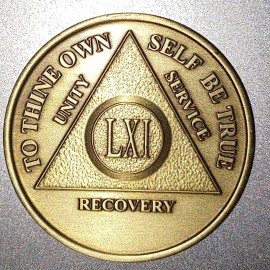 Alcoholics Anonymous AA 61 Year Bronze Medallion Coin Chip Token Sobriety Sober