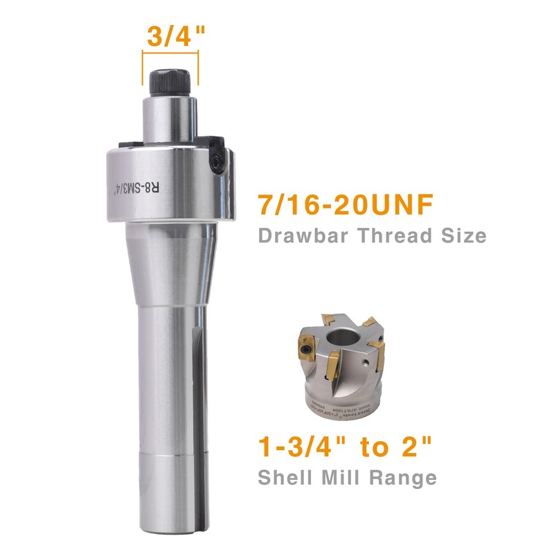 Jerax tools R8 Shank Shell Face Mill Arbor Adapter Holder,