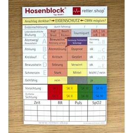 10 x Emergency Service Trouser Blocks Triage/MANV - Pack of 10 Pads DIN A6 - Emergency Management for Emergency Services and Disaster Protection