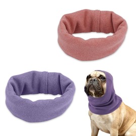 2pcs Dog Ear Muffs, No Flap Ear Wraps for Dogs Soft Dog Ear Cover Dog Snoods Quiet Ears for Dogs Neck and Ear Warmer Dog Ear Protection from Noise (Purple & Pink, S)