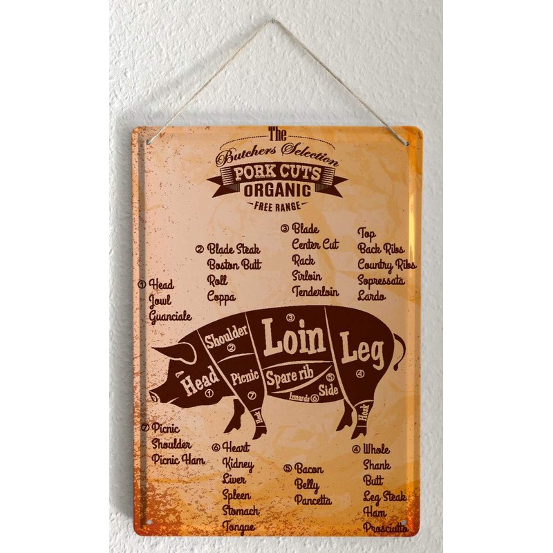 Tin Sign Kitchen Pork cutting