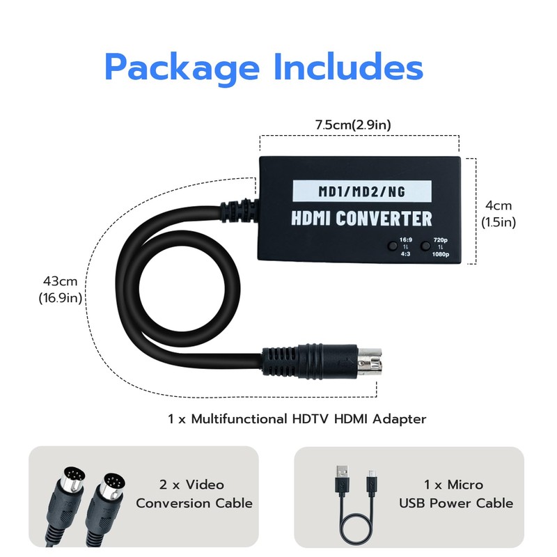 Mcbazel SEGA Megadrive 1080p HDMI Adapter for Mega Drive 1/Mega
