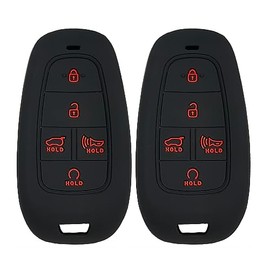 2 Key Fob Covers Fit for Hyundai：2021 2022 2023 5 Buttons Remote Case Protector Silicone Fit for Hyundai Tucson Palisade Sonata Santa Fe HEV PHEV Cruz Ioniq5 N line | RPKEY Key Shell (2 Pics)