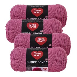 Red Heart Super Saver Yarn (4-Pack of 7oz Skeins) (Light Raspberry)