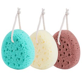 3 esponjas de baño para mujeres, hombres, adolescentes, esponjas de lavado corporal, esponja de ducha, 3 colores y puf de ducha de gran tamaño, esponjas corporales para exfoliación de ducha