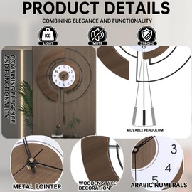 QWANPET Large Wall Clocks for Living Room,Silent Non-Ticking Quartz Battery Operated,Modern Decorative Wall Clock for Kitchen Bathroom Bedroom Home Wall Decor,20x27inch