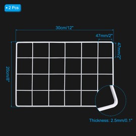 PATIKIL 12 x 8 Wire Mesh Panel, Pack of 2 Iron Decorative Wall Grid for Living Room, Bedroom, Photo Holder, Hanging Frame, Home Decor, White