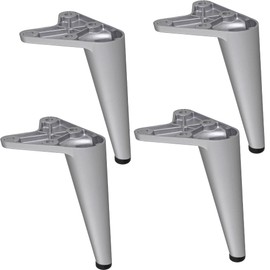 Gedotec Furniture Feet Made of Metal Cabinet Feet | Pack of 4 - Feet for Furniture | Torin | Matte Silver | Feet 10 cm - with Load Capacity up to 100 kg | Cabinet Legs for Screw-On | Furniture Feet