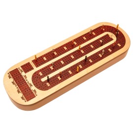 PALM ROYAL HANDICRAFTS 4 Track Wooden Cribbage Board Set Inlaid in Bloodwood and Maplewood with pegs and Cards. Storage Available. 4 Player Cribbage Board (15 x 5 Inches)