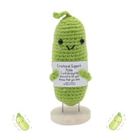 Ryvera Emotional Support Pickle, Pocket Hug, Positive Pickle, Positive Gifts Pickle Cucumber, Good Luck Gifts, Gift Girlfriend Positive Gifts with Wooden Stand (Positive Energy Pickle Baby)