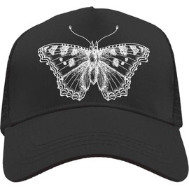 Functon+ Big and Furry Nocturnal Moth Mesh Back Trucker Cap Adjustable Snapback Hat Casual Black, Black, osz