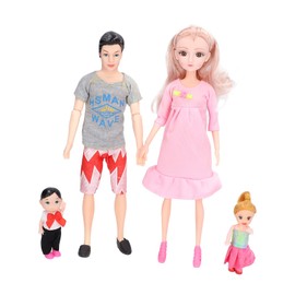 Agatige Family Doll Set, Cute Dad Pregnant Mom Son Daughter Baby Doll with Accessories for Children