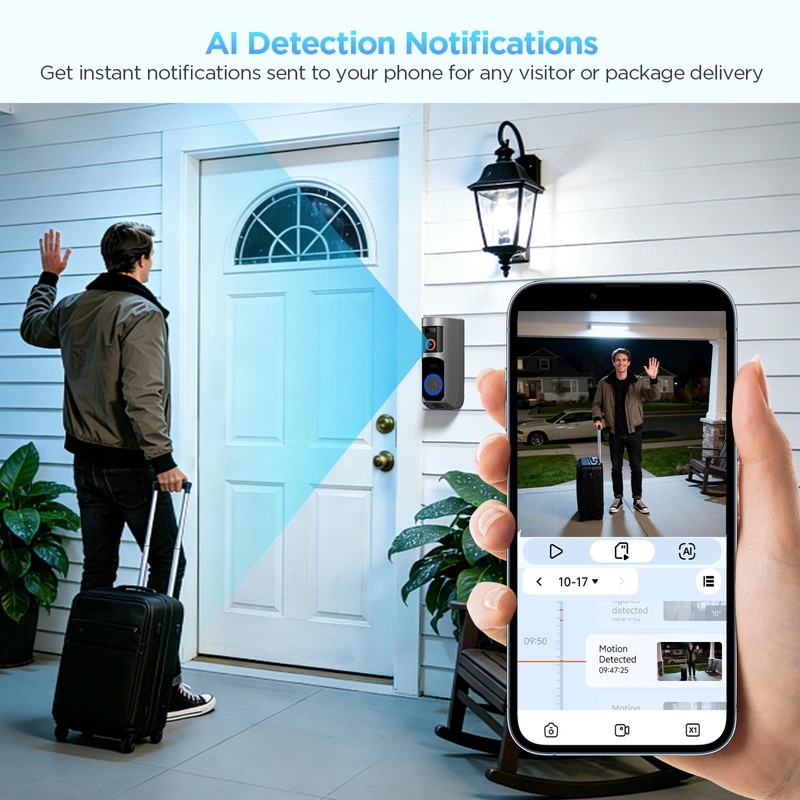 INNOSECU Wireless Battery Video Doorbell Camera 1080P with Chime, 92°