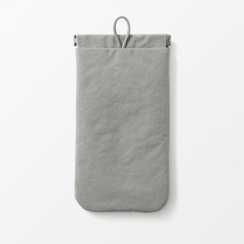 MUJI 無印良品 Wrinkle Nylon One-Handed Opening Flat Pouch - Gray