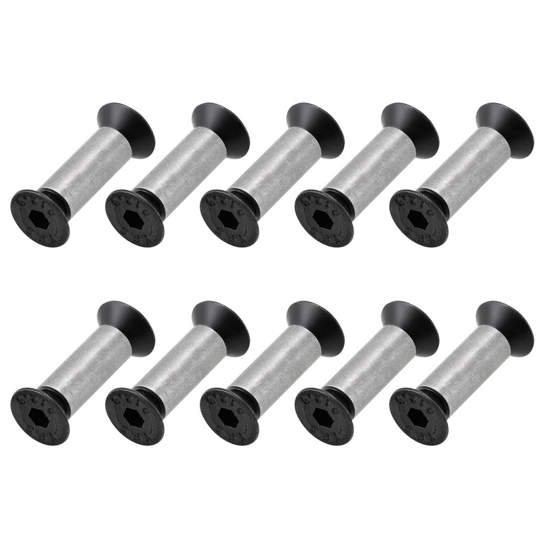 10 Pack Knife Handle Screws, Rivets, Bolts, Black Hex Flat