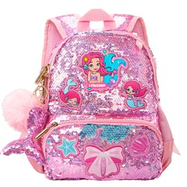 Toddler Mermaid Sequin Backpack for Girls, Cute Kids School Book Bag for Nursery Elementary, Back to School Easter Birthday Christmas Gifts for Girls