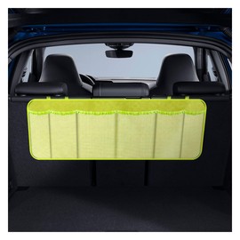 GAOLAOSY Car Hanging Trunk Organizer, Large Capacity Foldable Vehicle Rear Seat Storage Bag with 6 Mesh Pockets, Waterproof Oxford Cloth Auto Interior Organization Accessory for SUV MPV Truck (Yellow)