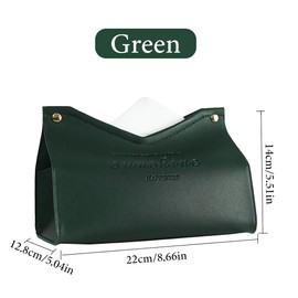 Beleda PU Leather Tissue Box Car Living Room Bedroom Tissue Box Decoration Kitchen Desktop Nordic Home Napkin Holder Large Storage Box (Green)