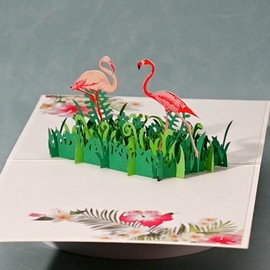 PinesFamily C18-Beautiful 3D Pop-Up Flamingo Card - Perfect for Birthdays, Anniversaries, Va